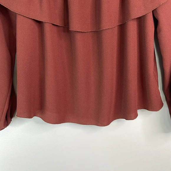 WILFRED Morel Off The Shoulder Blouse Burgundy Ruffle Elastic Balloon Sleeve XXS - Picture 4 of 11